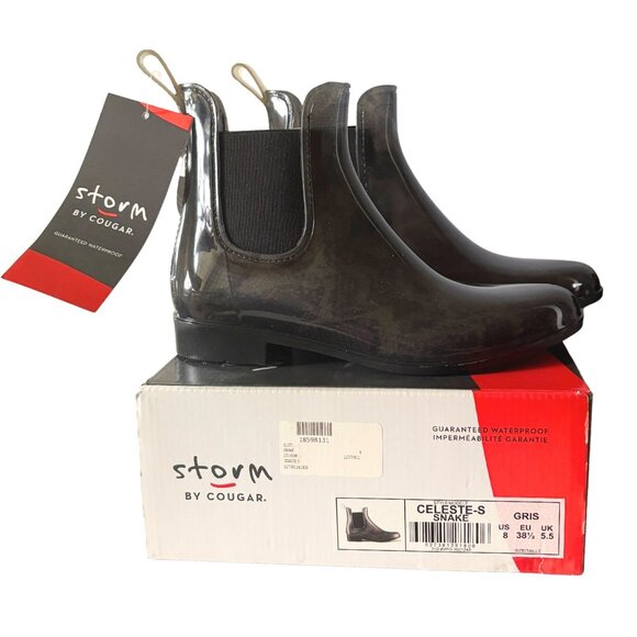 Storm by Cougar Snake-Design Chelsea Ankle Rain Boot - NIB - Sz.8 - Picture 1 of 4